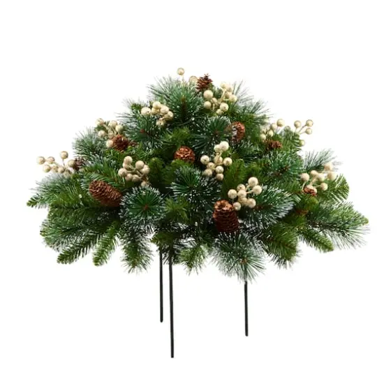 18" Crestwood&reg; Gold Berries & Spruce LED Urn Filler {5}