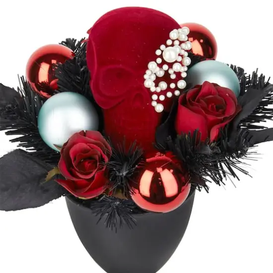 14.5" Rose & Flocked Skull Urn by Ashland&reg; {3}