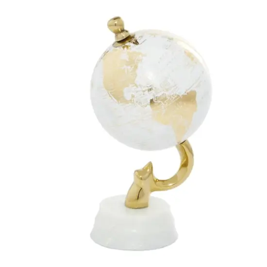 10" Gold Stoneware Coastal Globe {4}
