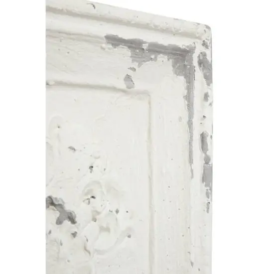 Set of 4 White Fiberglass Vintage Floral Wall Decor, 19" x 19" {9}