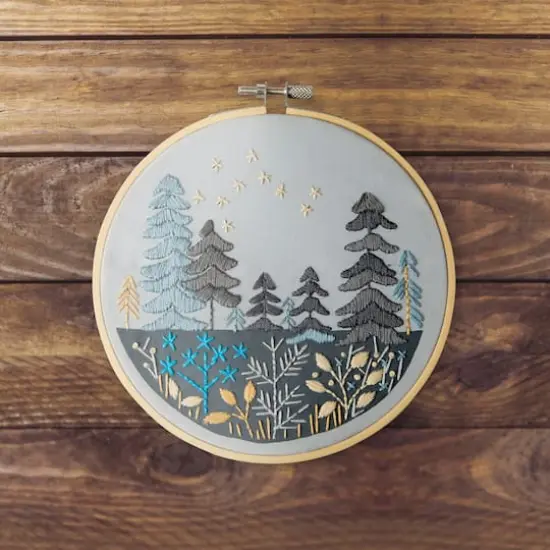6" Night Trees Stamped Design Embroidery Kit with Hoop by Loops & Threads&reg; {3}