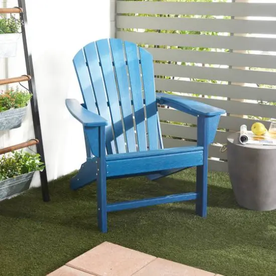 Blue Polyethylene Traditional Outdoor Adirondack Chair, 38" x 31" x 32" {8}