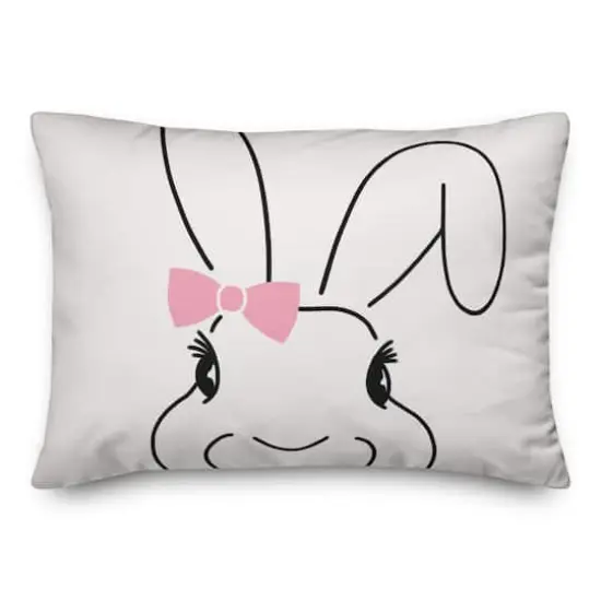 Cute Bunny with Bow Throw Pillow {1}