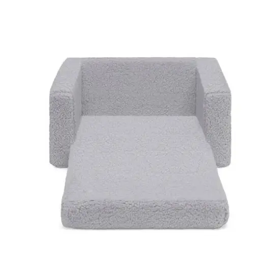 Delta Children 23" Cozee Flip Out Sherpa 2 in 1 Convertible Sofa to Lounger for Kids Gray {6}