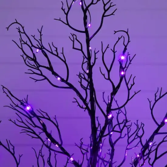 4ft. Pre-Lit Halloween Minimalist Twig Artificial Fall Tree with 160 Orange & Purple LED Lights {5}