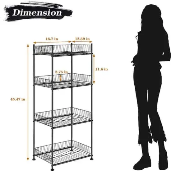 Black 4-Tier Bathroom Storage Rack {3}