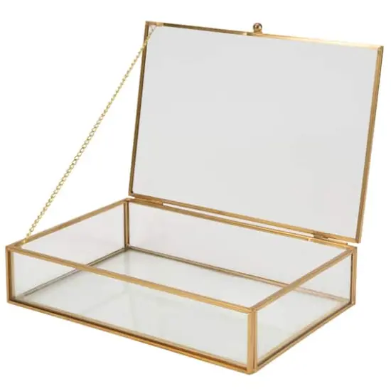 Home Details 9" Gold Vintage Glass Keepsake Box {3}