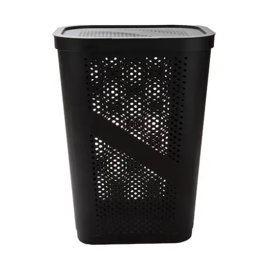 Mind Reader 60L Perforated Plastic Laundry Hamper with Lid Brown {7}
