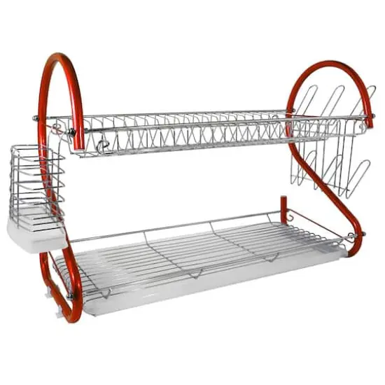 Better Chef Red 2-Tier 22" Chrome Plated Dish Rack {1}