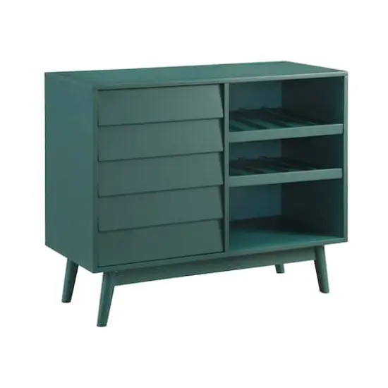 Walker Edison 36" Dark Teal Louvered Door Bar Cabinet {1}