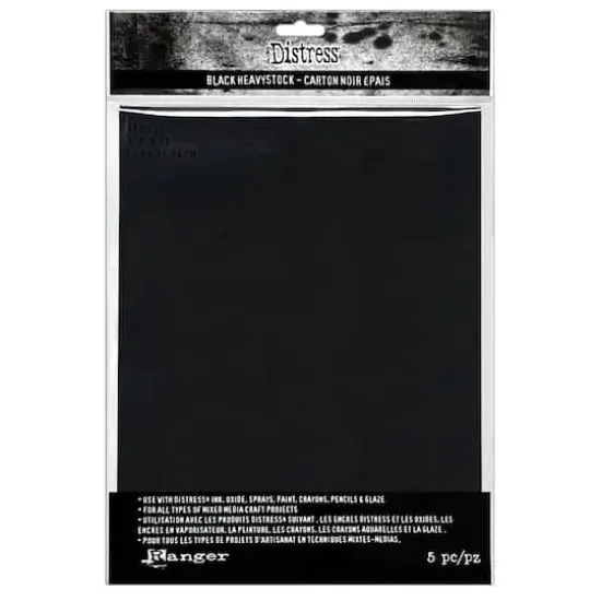 Tim Holtz&reg; Distress&reg; 8.5" x 11" Black Heavystock, 5ct. {1}