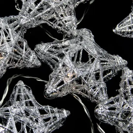 10ct. Clear LED Spun Glass Star Christmas String Lights {4}