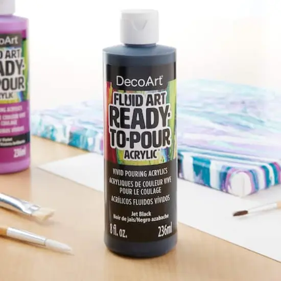 DecoArt&reg; Fluid Art Ready-to-Pour Acrylic&trade; Paint, 8oz. Jet Black {3}