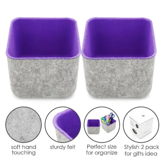 Welaxy Felt 2 Piece Storage Cubes Purple {5}