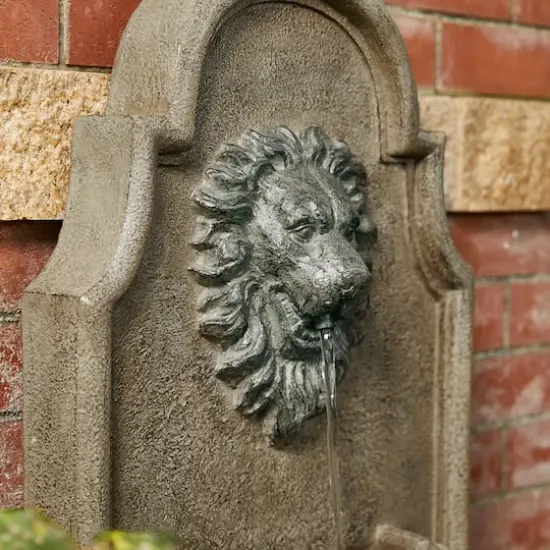 Glitzhome&reg; 31" 3-Tier LED Faux Granite Lion Head Fountain {7}