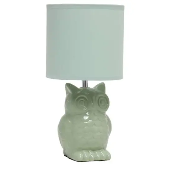 Simple Designs 13" Ceramic Owl Table Lamp Sage Green {1}