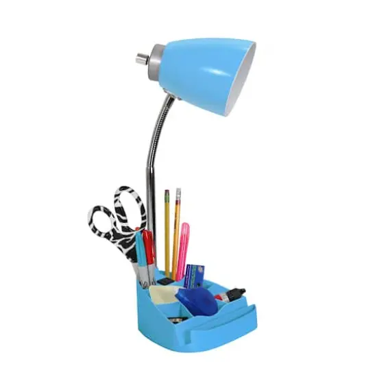 LimeLights 18.5" Gooseneck Desk Lamp with Tablet Stand and Charging Outlet Blue {7}