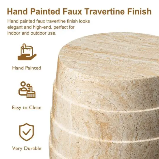 Glitzhome&reg; 18.5" Multi-Functional Faux Travertine Garden Stool {5}