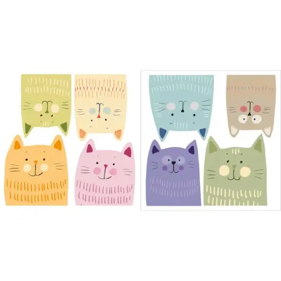 Crearreda Mulitcolor Cats Wall Decal Set {4}