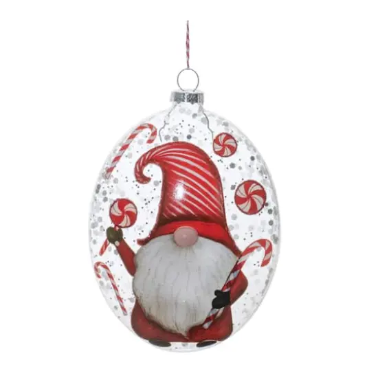 Peppermint Gnome Glass Disc Ornament Set {4}