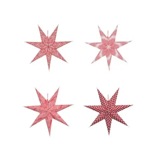 Hello Honey&reg; 24" Red LED Paper Star Ornaments Set {1}