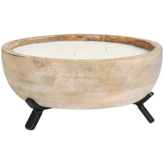 Egyptian Mint Scented 3-Wick Candle in Light Brown Tripod Stand Bowl {6}