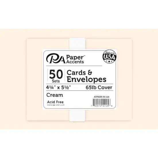 PA Paper&trade; Accents 4.25" x 5.5" Cream Card & Envelope Set, 50ct. {1}