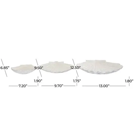 White Shell Metal Bowl Set {9}