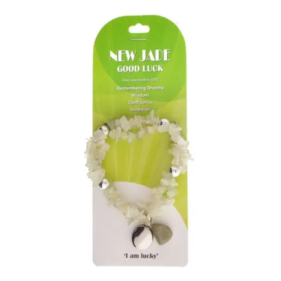 John Bead New Jade Light Green Natural Stone 2-Strand Bracelet with Circle Charm {5}