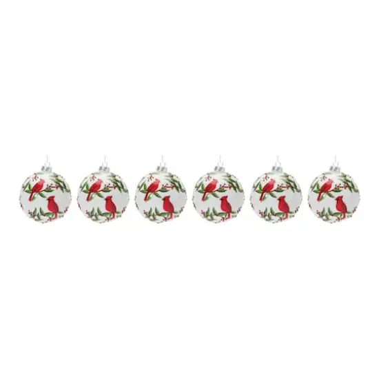 6ct. Cardinal Bird Glass Ball Ornaments {1}