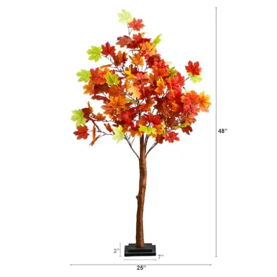 4ft. Pre-Lit Shades of Autumn Maple Artificial Fall Tree with 180 Warm White LED Lights {3}