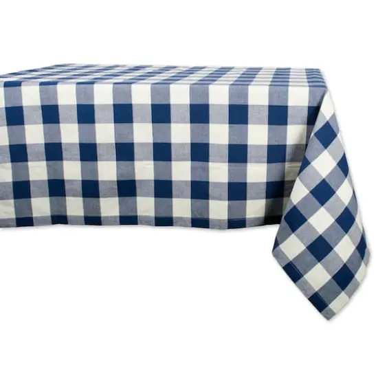 DII&reg; 120" Buffalo Check Tablecloth Navy and White {1}