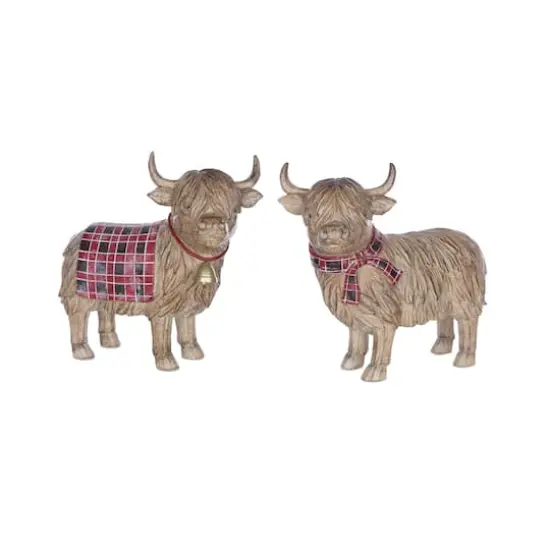 7.75" Winter Highland Cow Figurines Set {1}