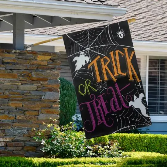 28" x 40" Spider Webs & Ghosts Trick or Treat Outdoor Garden Flag {4}