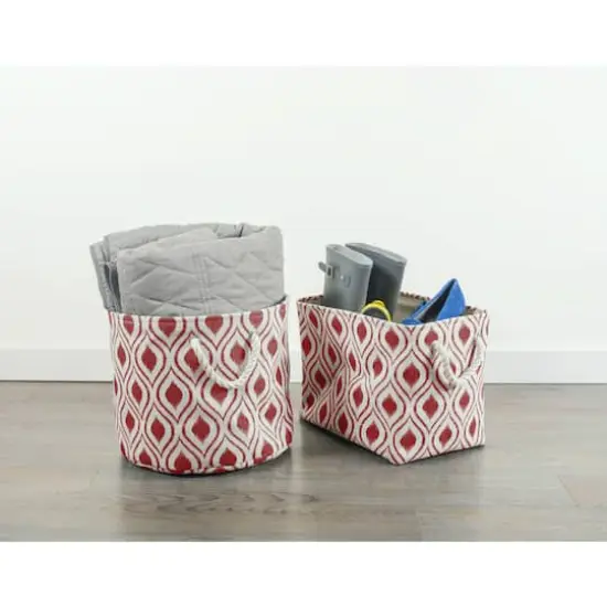 DII&reg; 15" Round Ikat Fabric Bin Barn Red {5}
