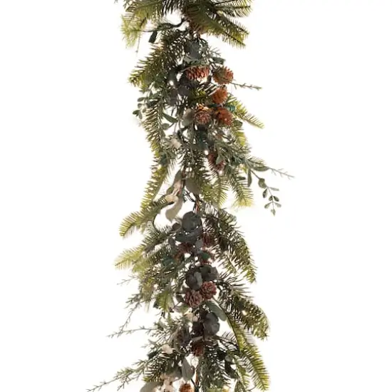 Village Lighting 9ft. Pre-Lit LED Rustic White Berry Christmas Garland {1}