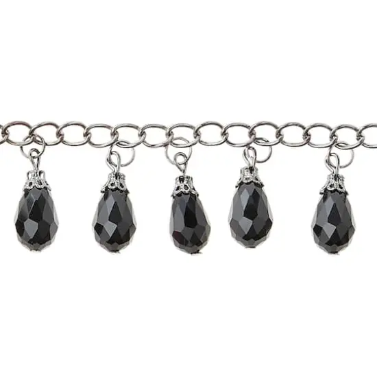 Black Teardrop Glass Beads Chain, 15mm by Bead Landing&trade; {1}