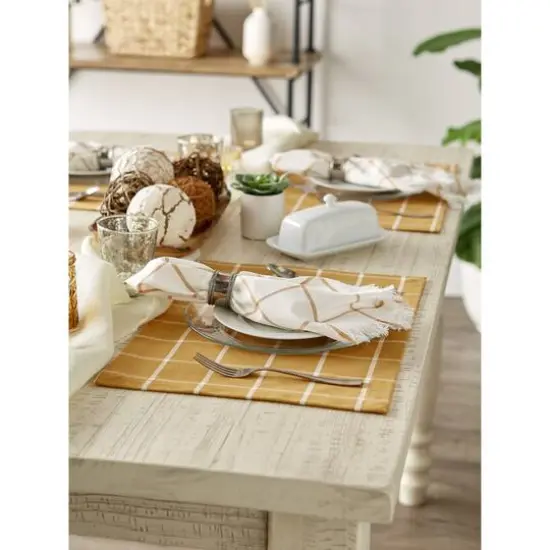 DII&reg; Honey Gold Check Fringed Cloth Dinner Napkins, 6ct. {7}