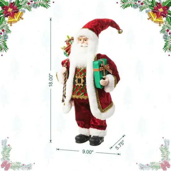 Glitzhome&reg; 18" Faux Fur Traditional Christmas Santa Figurine {9}