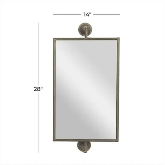 28" Rectangle Wood Wall Mirror Black {8}