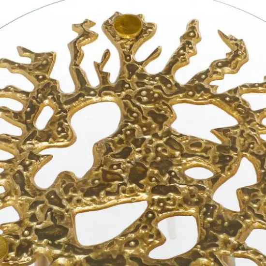 Gold Aluminum Modern Accent Table, 22" x 22" x 22" {8}