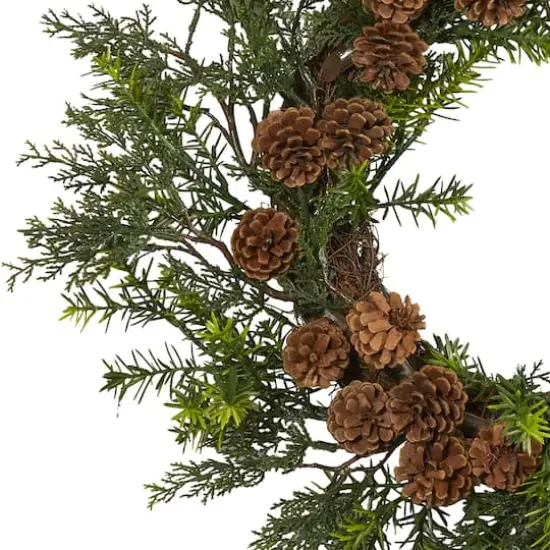 22" Cedar & Pinecone Artificial Wreath {4}