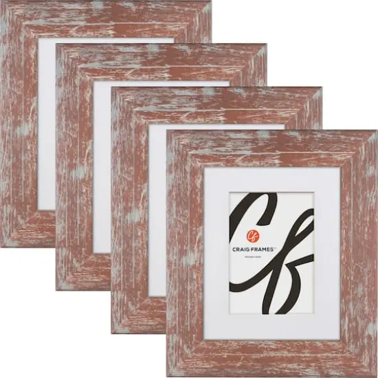 4 Pack Craig Frames American Barn Red Picture Frame with Mat {1}
