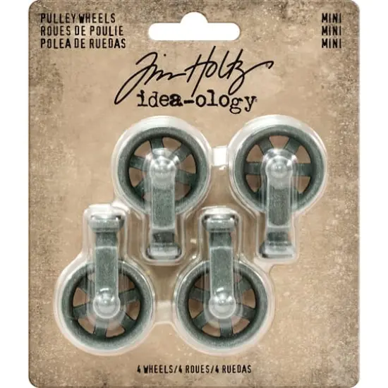Idea-Ology Metal Mini Pulley Wheels 4/Pkg-  {3}