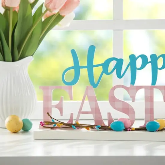 Glitzhome&reg; 15.75" Easter Wooden "Happy Easter" Table D&eacute;cor {5}
