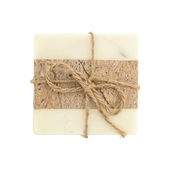 Hello Honey&reg; Square Marble Coasters with Jute String Set {5}