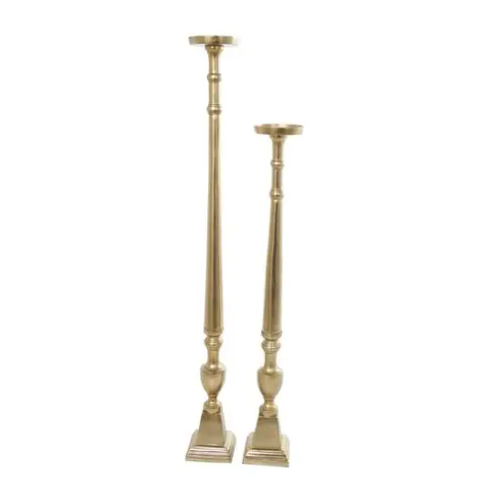 Aluminum Tall Floor Pillar Candle Holder Set Gold {10}