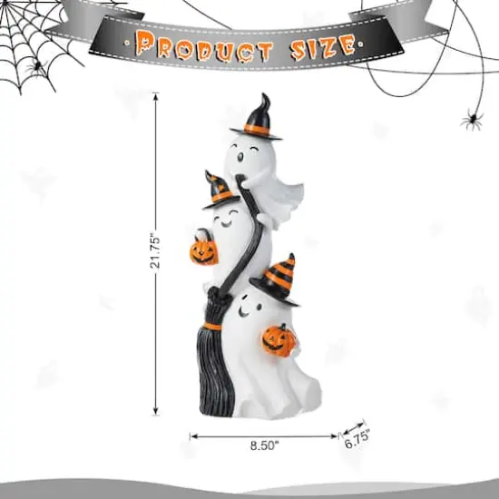 Glitzhome&reg; 21.75"H Halloween Resin Stacked Ghost Porch Decor {9}