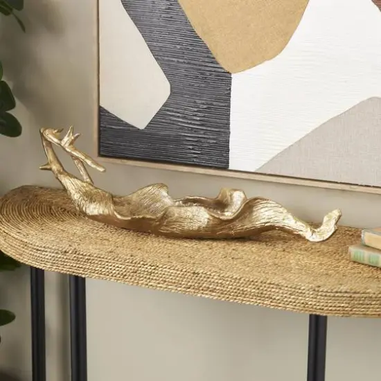 27" Gold Aluminum Metal Leaf Textured Decorative Bowl {3}