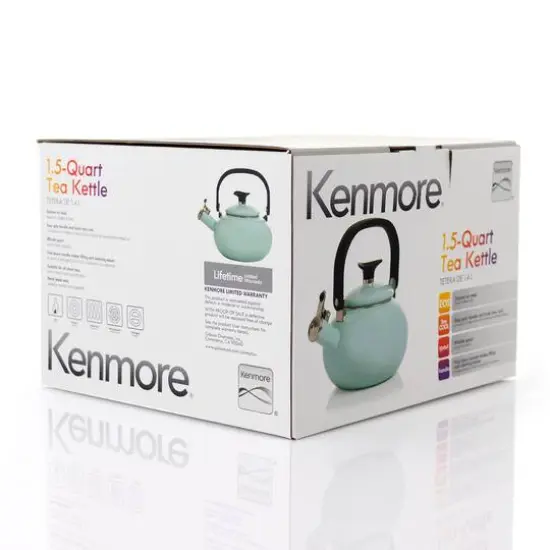 Kenmore&reg; 1.5qt. Blue Enamel on Steel Whistling Tea Kettle {3}